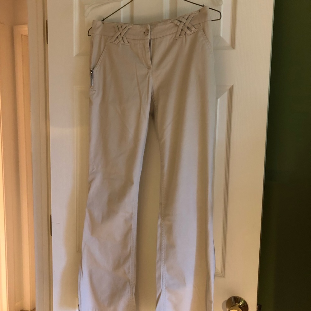 CACHÈ Khaki Slacks with Zipper Accents Size 6